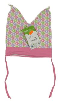 Nové - Bílo-růžová čepice s kytičkami Alana