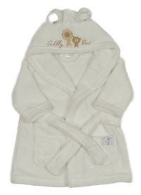 Bílý chlupatý župan se zvířátky a kapucí