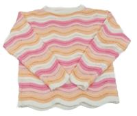 Barevný pruhovaný svetr s dirkovaným vzorem Shein