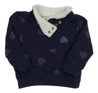 Tmavomodrá mikina se srdíčky a límcem Topolino