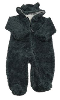 Antracitová chlupatá podšitá kombinéza s kapucí Topomini