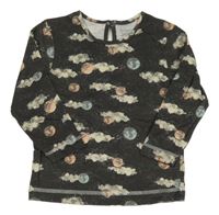 Hnědé triko s planetami Primark 