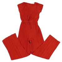 Červený plisovaný kalhotový overal H&M