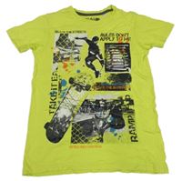 Limetkové tričko se skateboardisty C&A