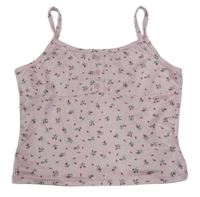 Světlerůžový crop top s kytičkami Shein