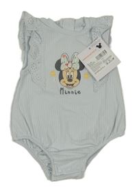 Nové - Světlemodré žebrované body s Minnií Disney