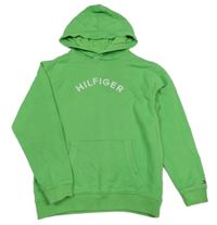 Zelená mikina s logem a kapucí Tommy Hilfiger