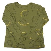 Khaki triko s dinosaury Sinsay 