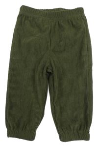 Khaki manšestrové cuff kalhoty 