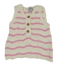 Bílo-růžová pletená vesta Wonderluxe 