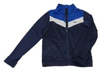 Tmavomodro-modro-bílá propínací sportovní mikina s logem Slazenger