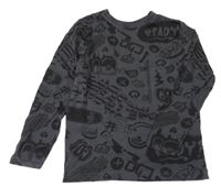 Tmavošedé triko s nápisy Primark