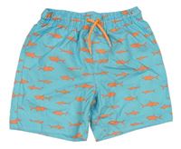 Světlemodré plážové kraťasy se žraloky PRIMARK