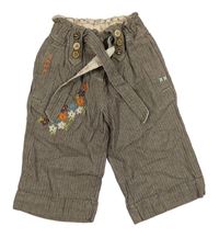 Kávové vzorované chino paper bag crop kalhoty s kytičkami a zavazováním Next