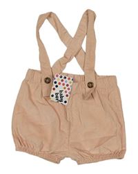 Světlerůžové manšestrové kraťasy s kšandami baby berry