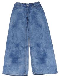 Modré batikované wide leg rifle H&M