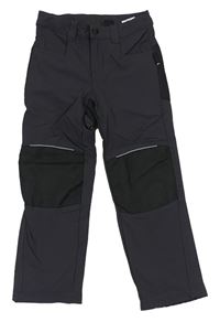Tmavošedo-černé šusťákové outdoorové podšité kalhoty ACTIVE TOUCH