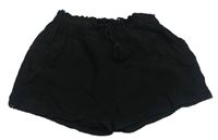 Černé mačkané paper bag kraťasy s mašlí Next 