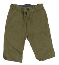Khaki chino riflové kraťasy s listy zn. Tu