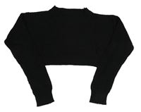 Černý žebrovaný pletený oversize crop svetr SHEIN