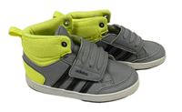 Šedo-limetkové koženkovo/textilní kotníčkové teplé boty Adidas vel. 25