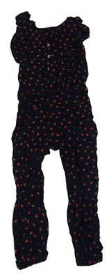 Tmavomodrý kalhotový overal s jahůdkami a volánky Mothercare