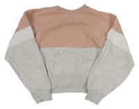 Pudrovo-světlešedo-bílá melírovaná crop mikina H&M