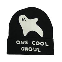 Černá pletená čepice s duchem a nápisy George