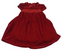 Tmavočervené sametové šaty s výšivkou a límečkem Jojo Maman Bébé