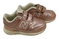 Starorůžové metalické koženkové botasky s logem new balance vel. 21
