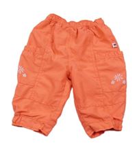 Lososové cargo šusťákové podšité kalhoty s květy C&A