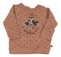 Starorůžová mikina se sovičkami a srdíčky BUBBLE GUM