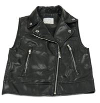 Černá koženková podšitá crop vesta ZARA 