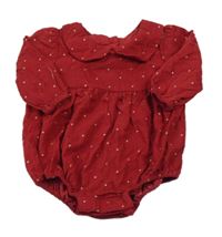 Červené puntíkaté manšestrové body s límečkem Matalan