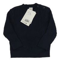 Nové - tmavomodrý žebrovaný svetr H&M