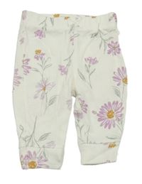 Smetanové tepláky s kytičkami a mašličkou carter's