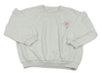 Bílá oversize mikina s kytičkami a nápisy Matalan