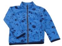 Modrá fleecová propínací mikina s kosmonauty a planetami a raketami Lily & Dan