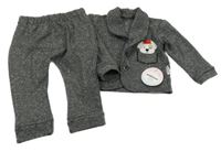 Nové - 2Set - Černo-šedé vzorované melírované teplákové sako s pejskem + turecké kalhoty modimini