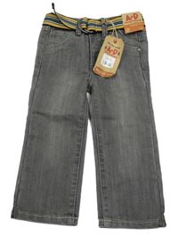 Nové - šedé regular fit rifle s páskem A+D