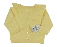 Nové - žlutý perforovaný propínací svetr s límečkem Matalan