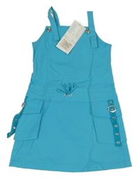 Nové - azurové cargo plátěné šaty fashion express
