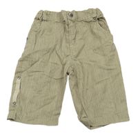 Béžovo-hnědo-tmavohnědé pruhované plátěné kalhoty Prémaman