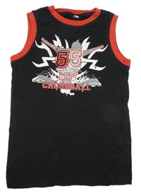 Černo-červené tílko s číslem a nápisy