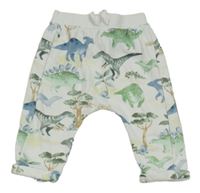 Bílé turecké tepláky s dinosaury a stromy Tu