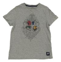 Šedé melírované tričko s erbem - Harry Potter M&S