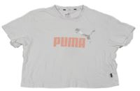 Bílé crop tričko s logem PUMA