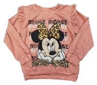 Růžová slabá mikina s Minnie a volánky 