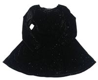 Černé třpytivé sametové šaty s mašlí George