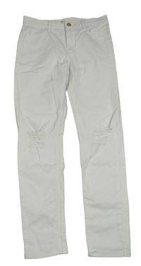 Bílé skinny rifle s dírami na kolenou H&M